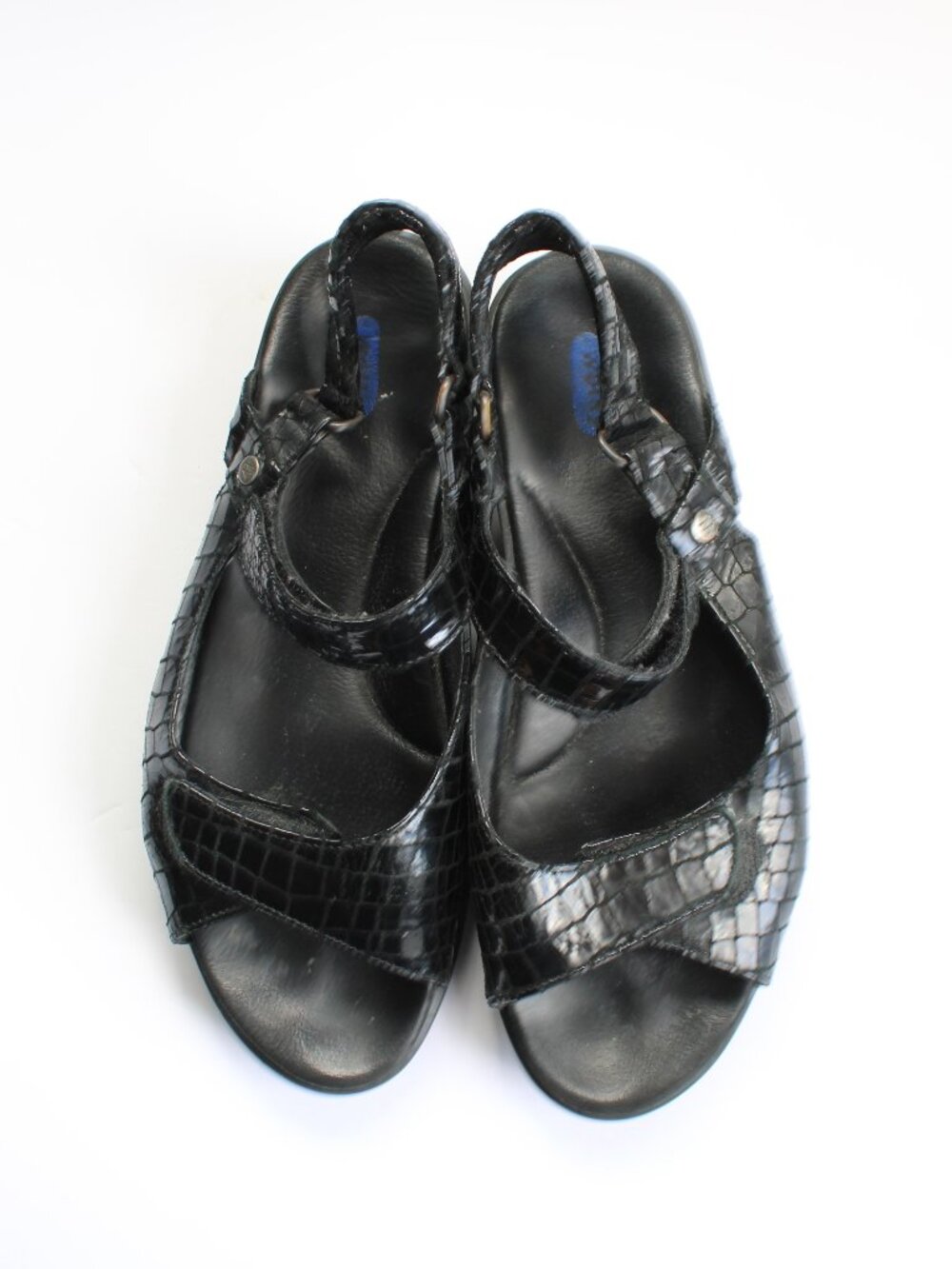Wolky Black Croco Patent Leather Platform Pichu Sandals Women's Size 40 / 9 US - Picture 5 of 9